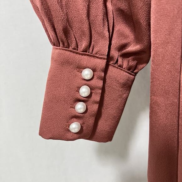 Baltic Born Maxi Dress Size Large Rust Tie Waist Long Sleeve Formal Gown - Picture 7 of 14